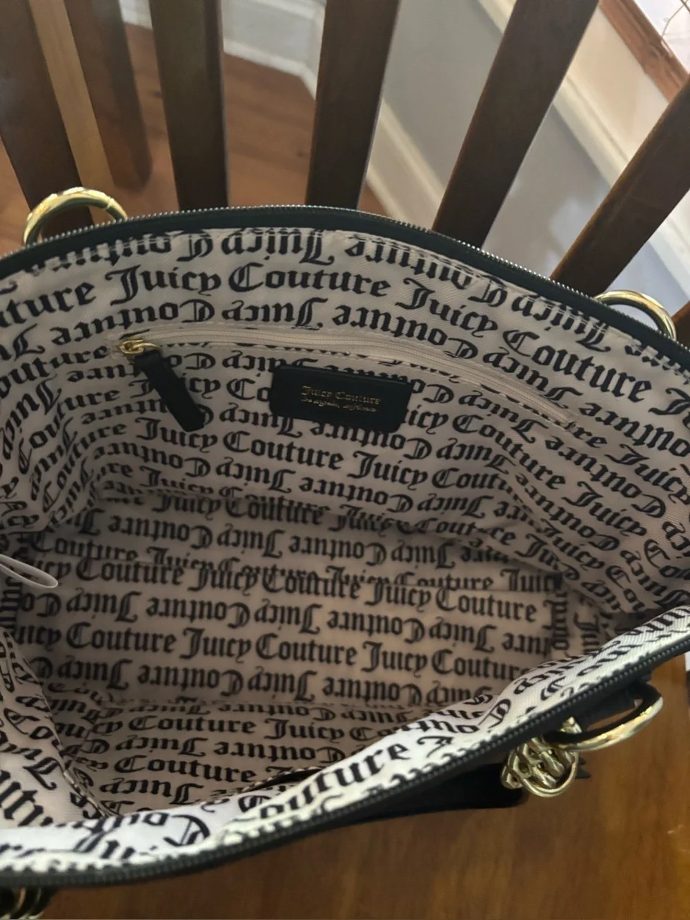 Juicy Couture Faux Leather Convertible Satchel Handbag Black